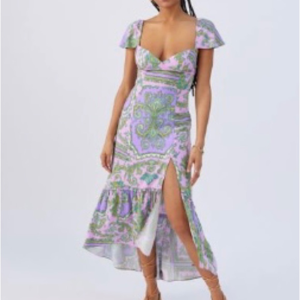 Urban Outfitters Lavender and Green Paisley Midi Dress